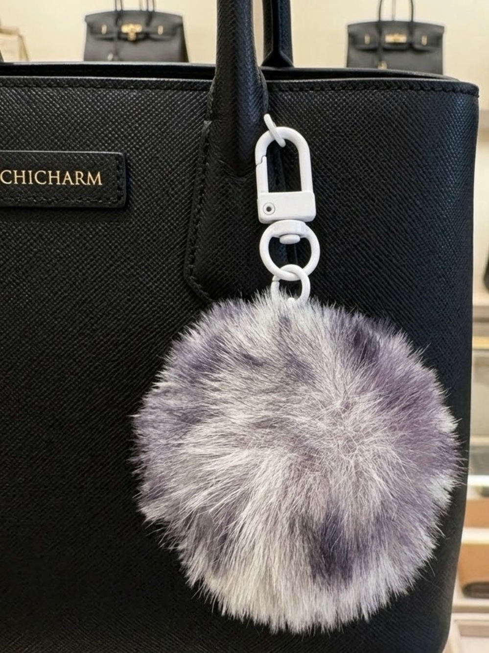 Faux Fur Pom-Pom Bag Charm Keychain